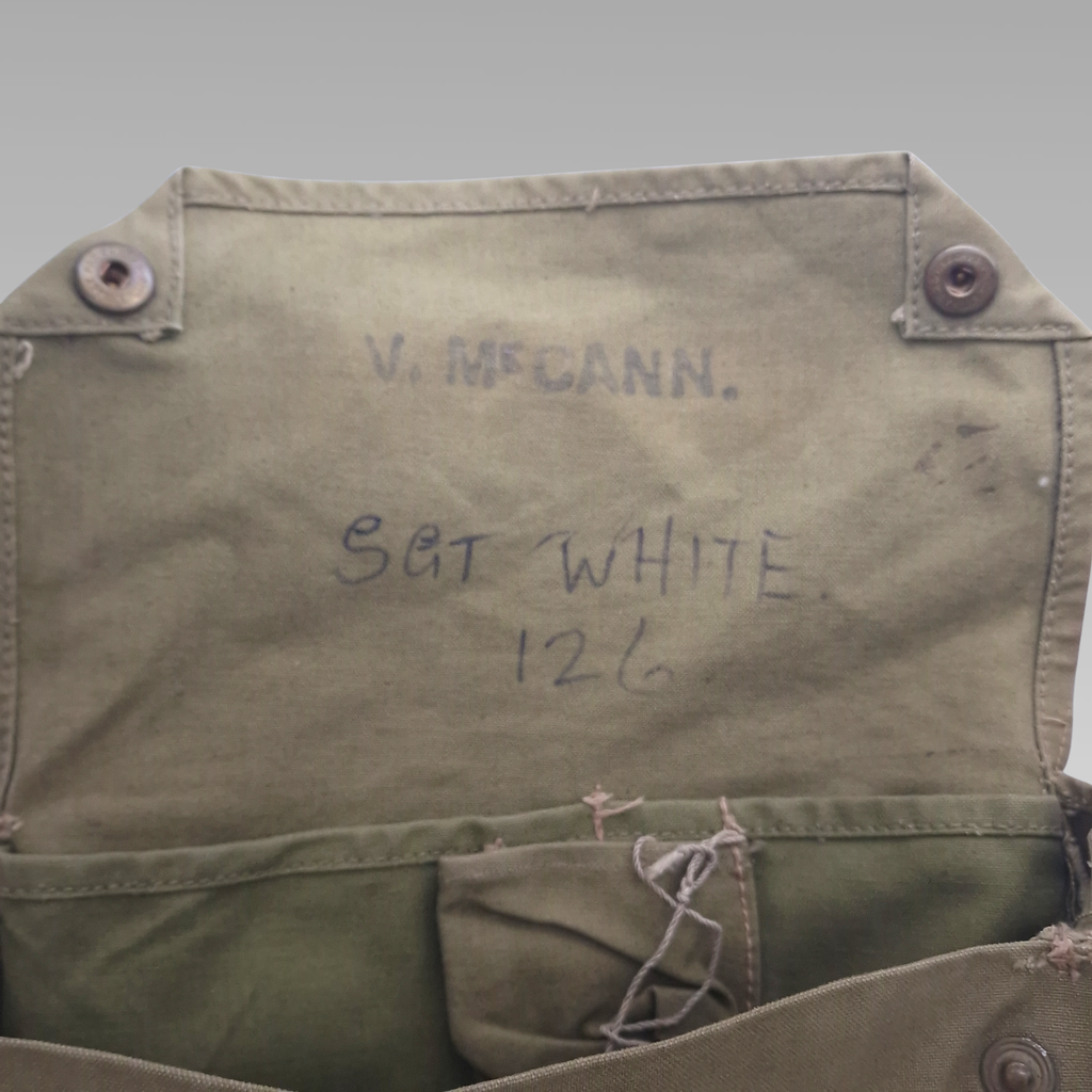WWII Commonwealth Gas Mask Respirator Transit Bag Canvas Named