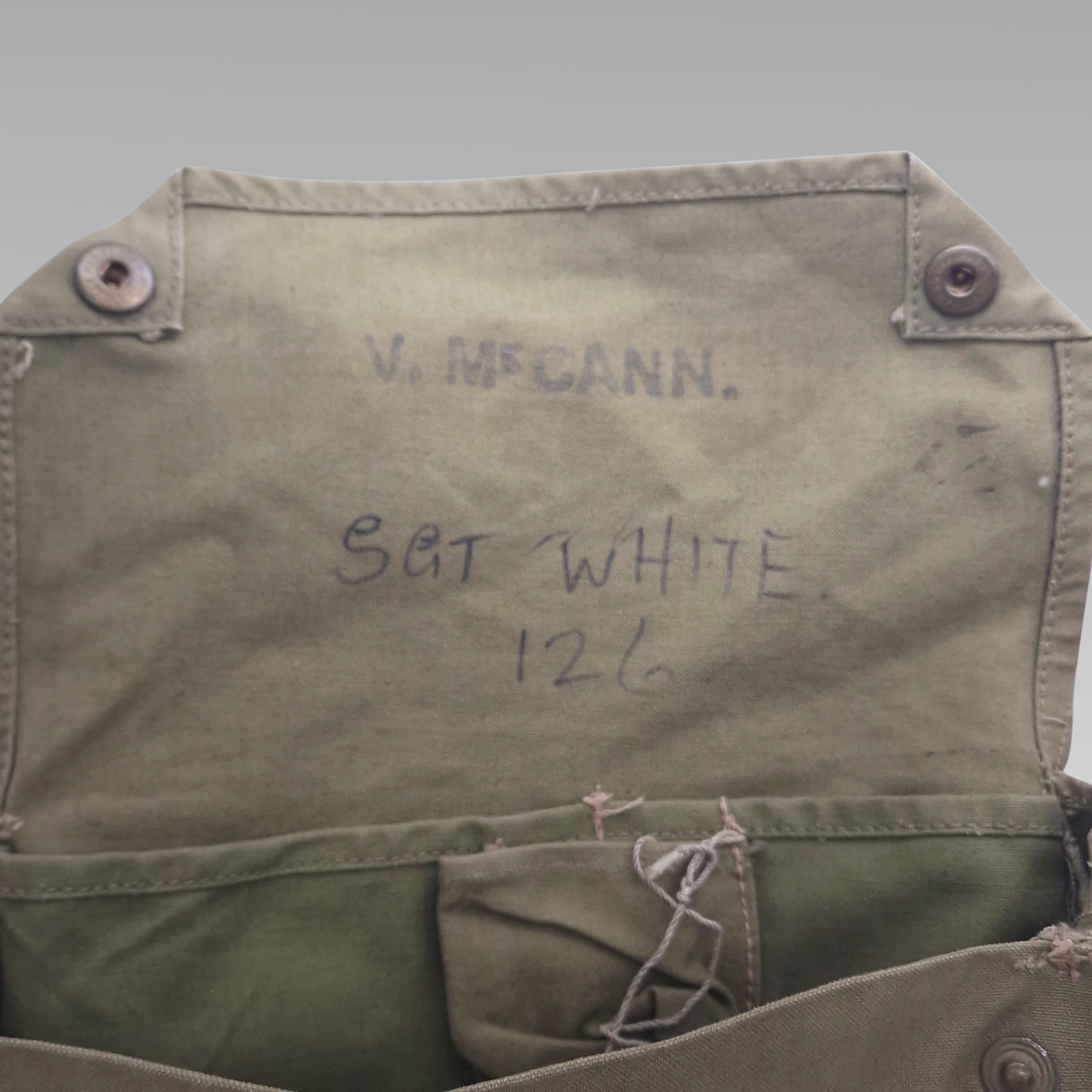 WWII Commonwealth Gas Mask Respirator Transit Bag Canvas Named