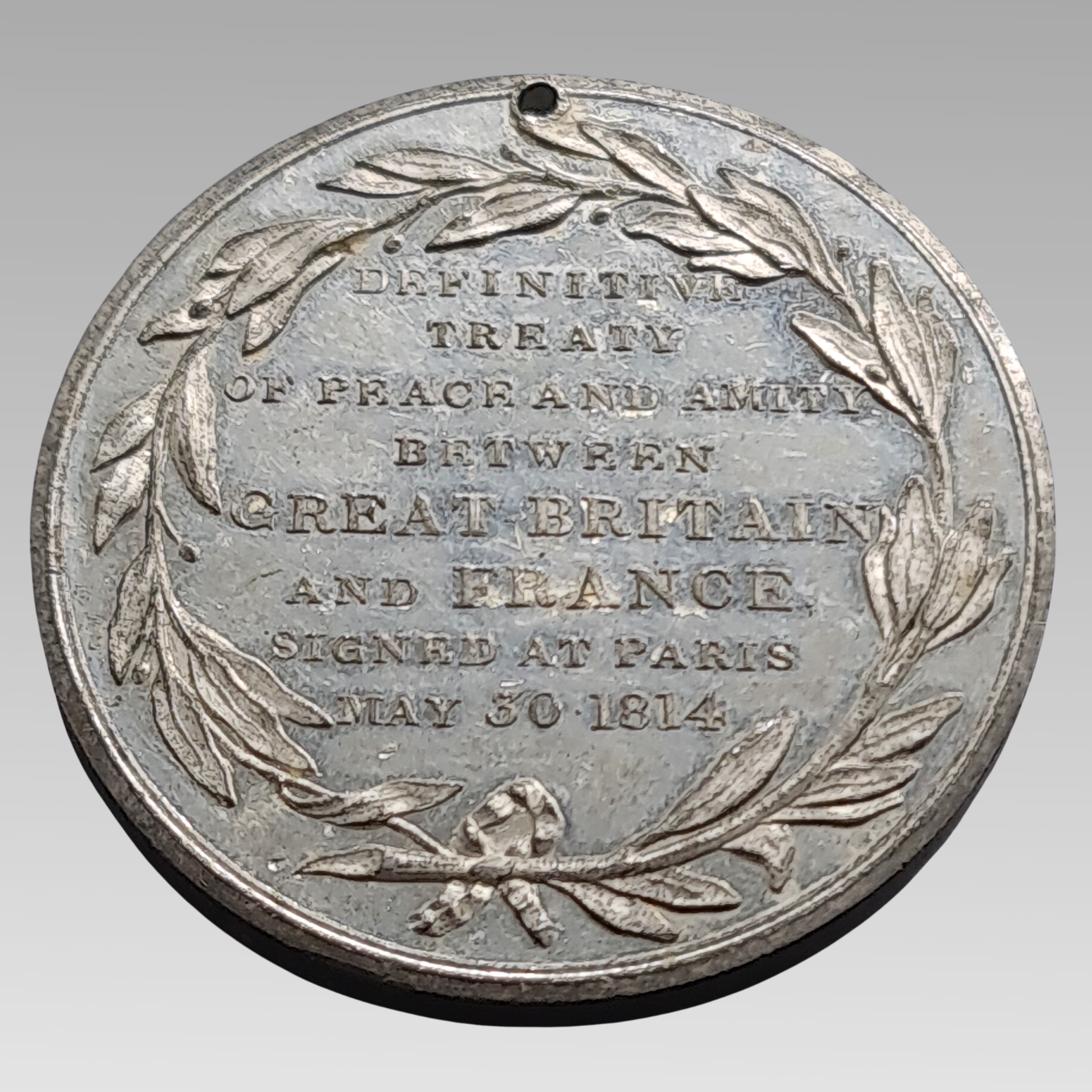 Treaty of Paris 1814 Medal Defeat of Napoleon Britain France