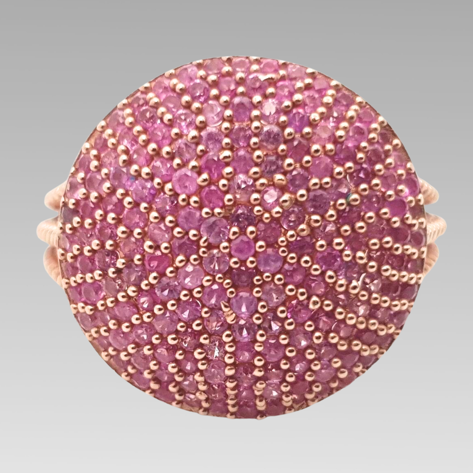 Pink Sapphire Cluster Ring Rose Gold Plated Sterling Silver Size O