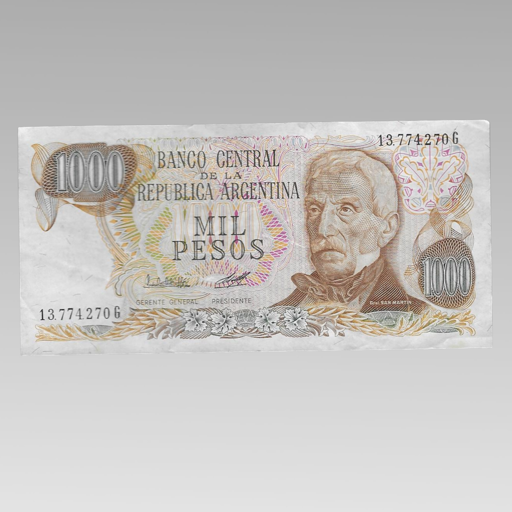 Argentina 1000 Pesos Banknote General San Martín Vintage Currency