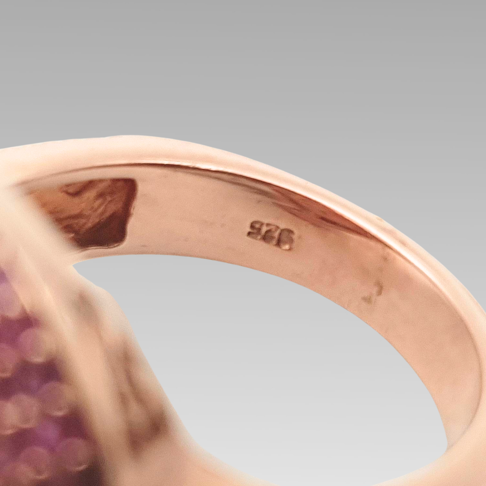 Pink Sapphire Cluster Ring Rose Gold Plated Sterling Silver Size O