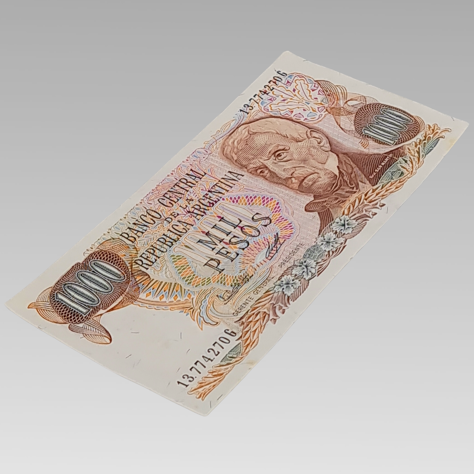 Argentina 1000 Pesos Banknote General San Martín Vintage Currency
