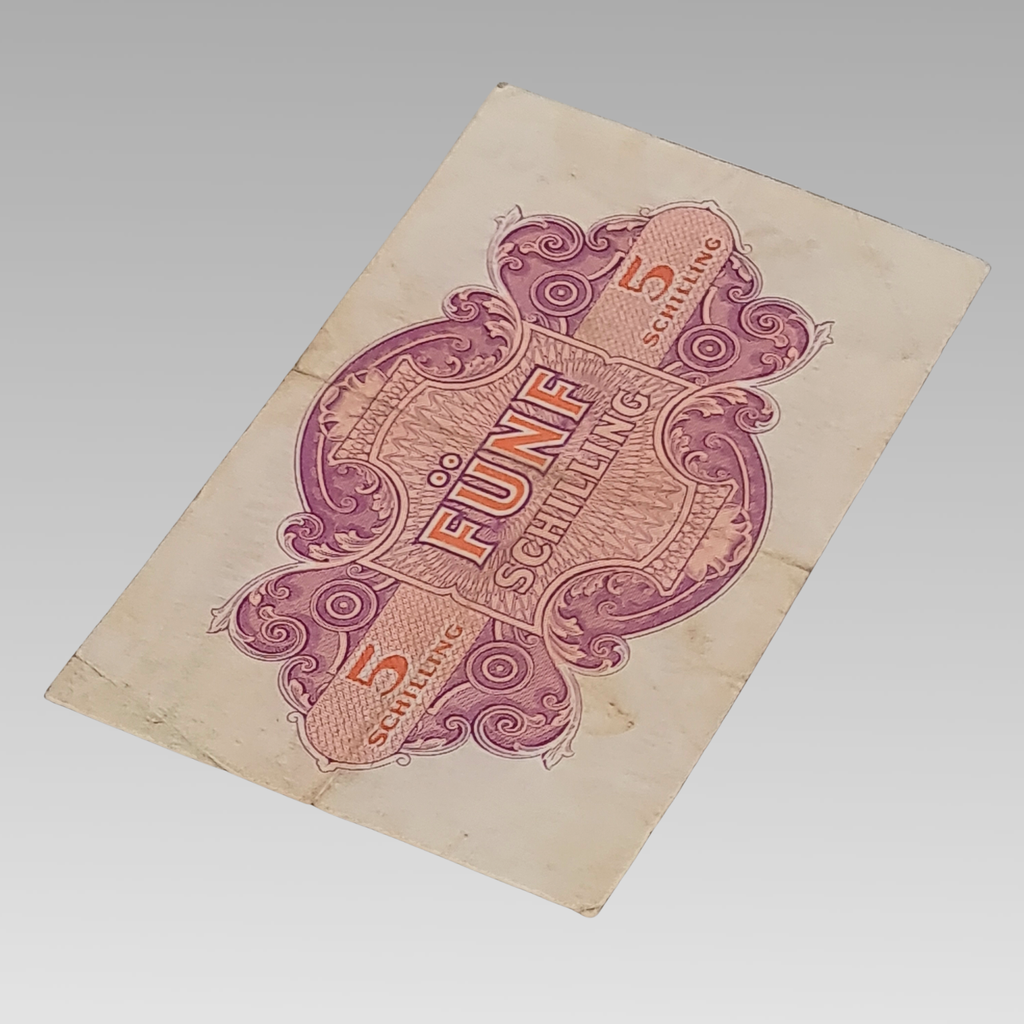 1944 Allied Military Authority Austria 5 Schilling Occupation Banknote