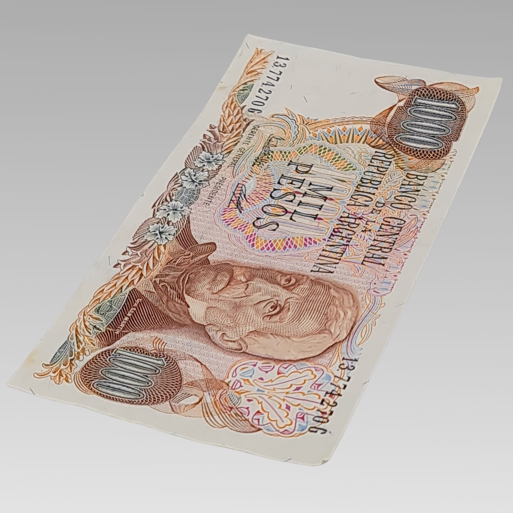 Argentina 1000 Pesos Banknote General San Martín Vintage Currency