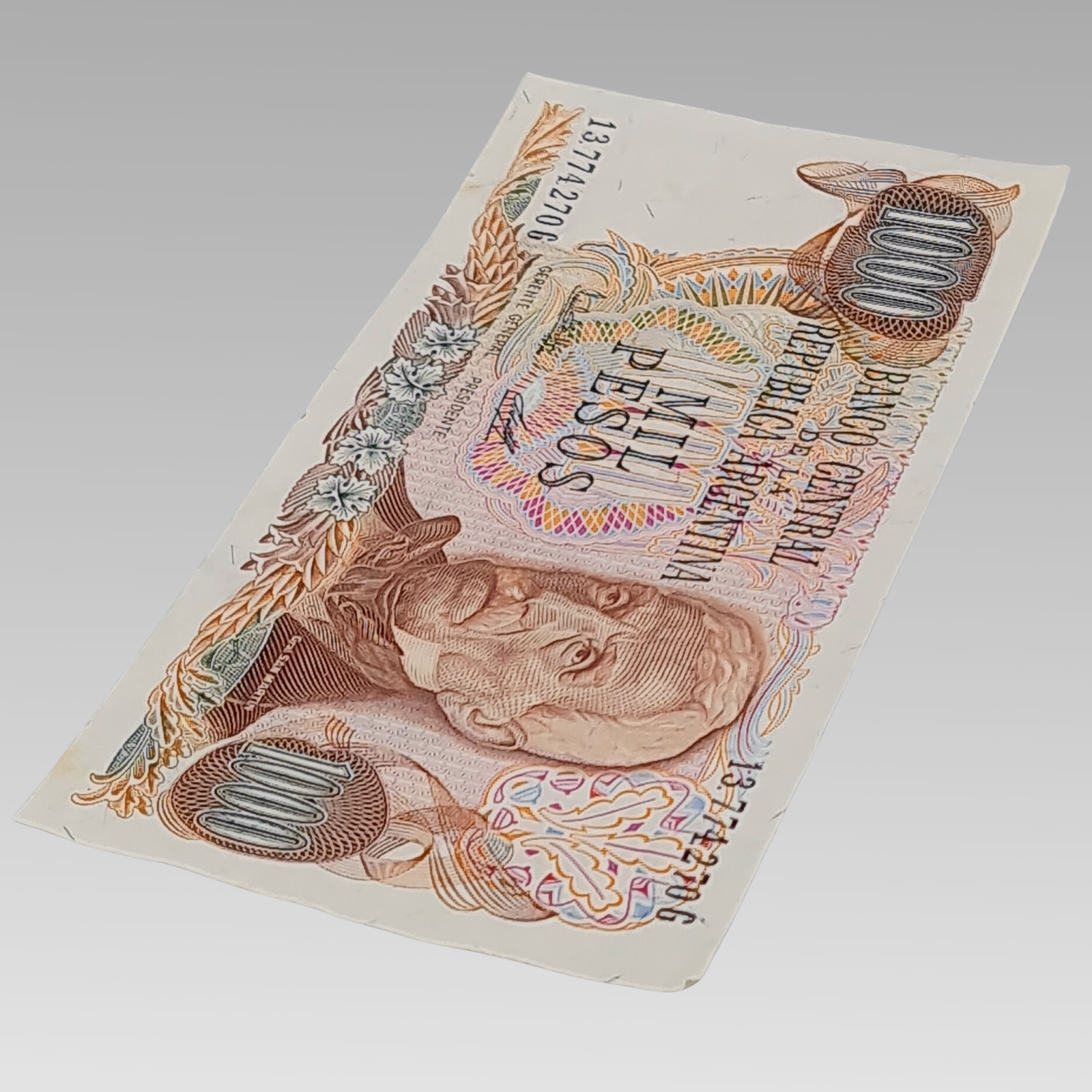 Argentina 1000 Pesos Banknote General San Martín Vintage Currency