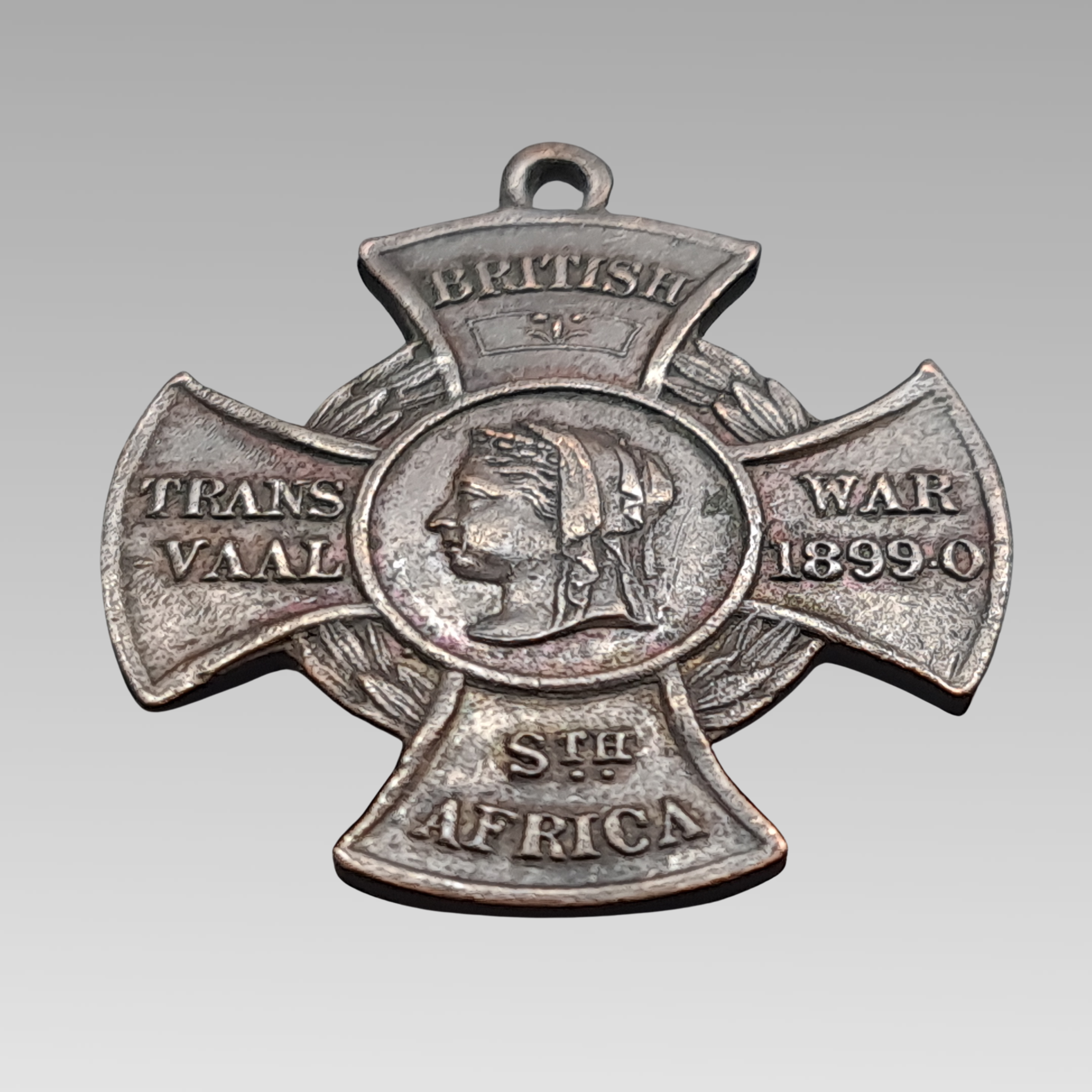 Reverse of Transvaal War peace medal showing South Africa 1899 1900 inscription