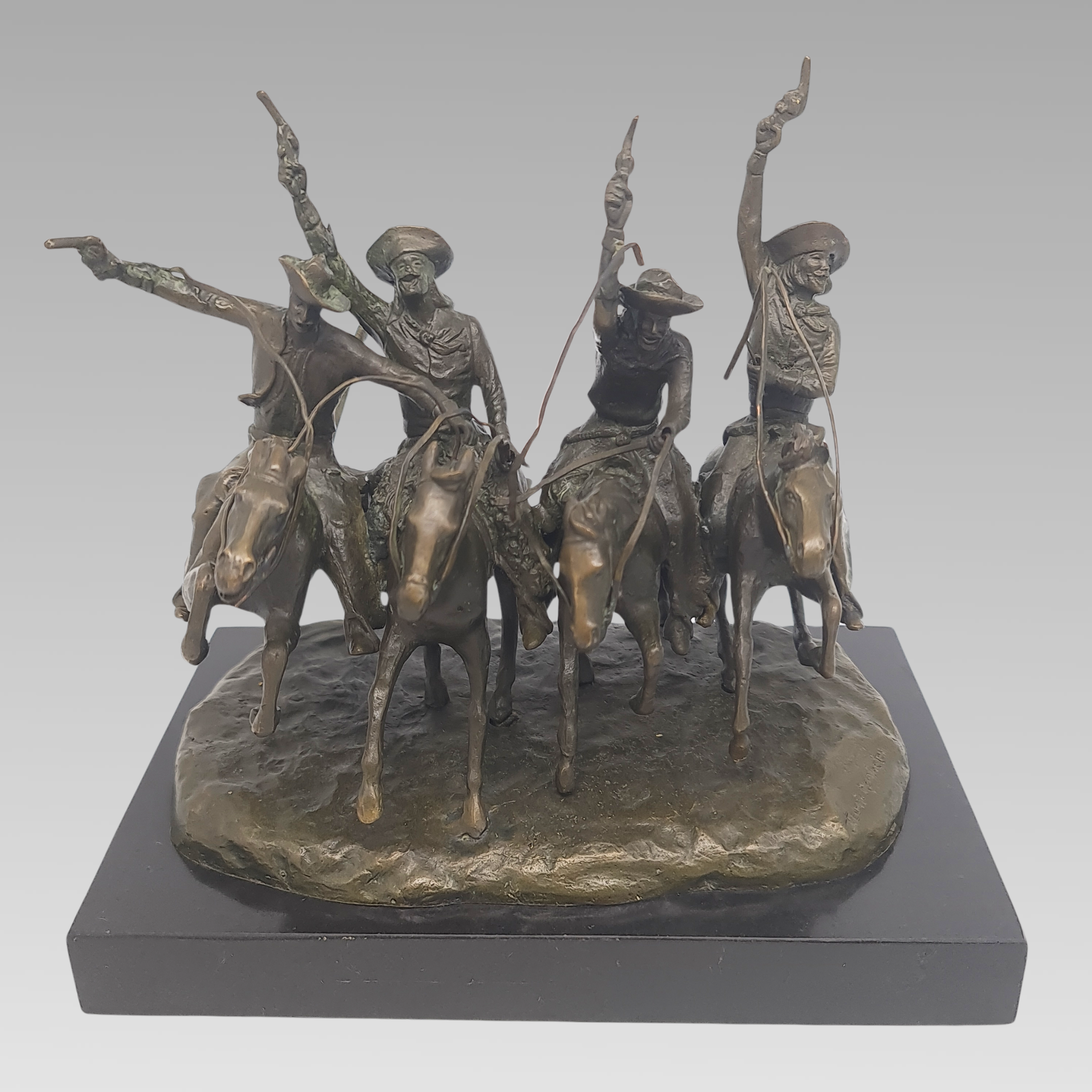 Vintage “Coming Through the Rye” After Frederic Remington Bronze Sculpture c1960