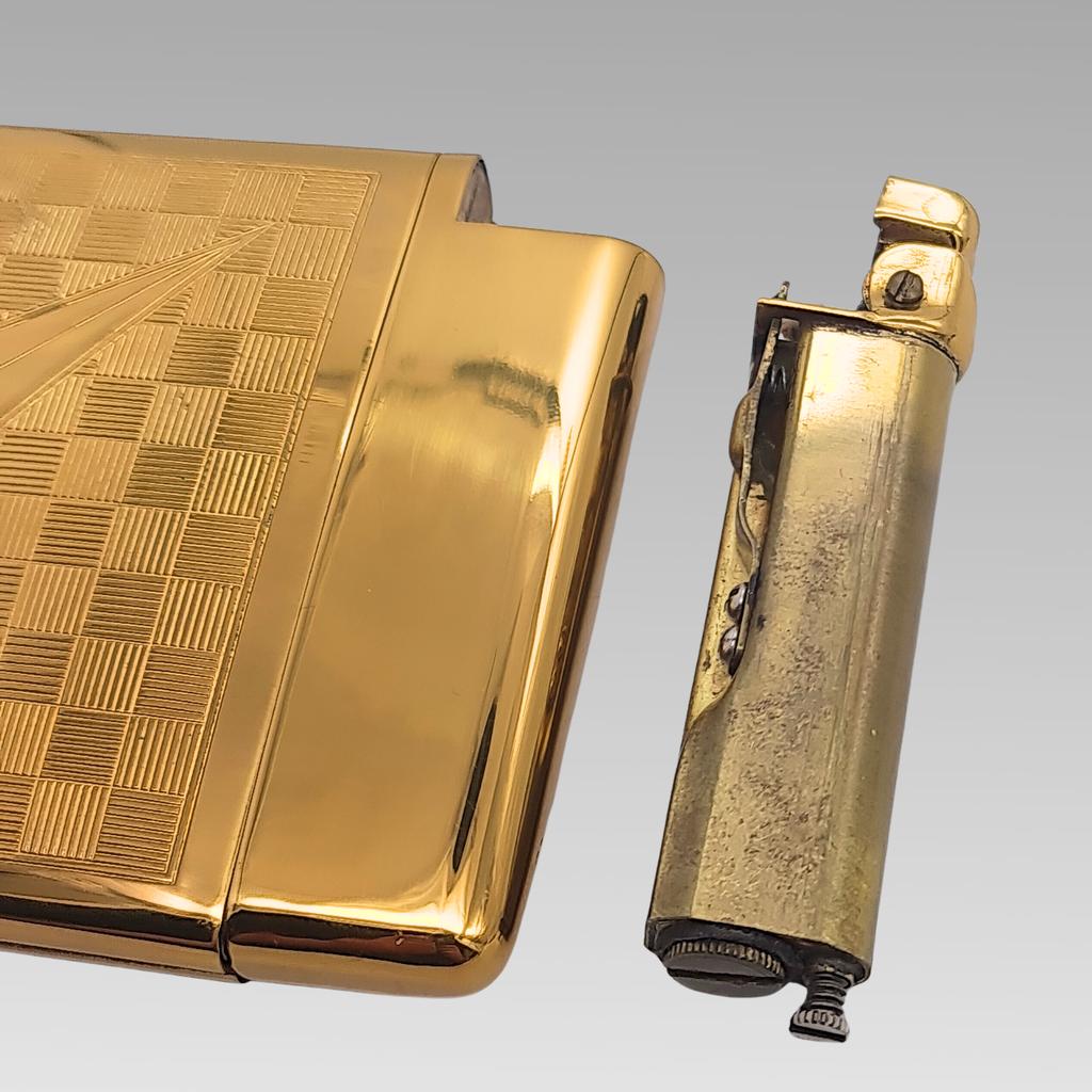 Vintage Royal Caselite Cigarette Case & Lighter Set c1950