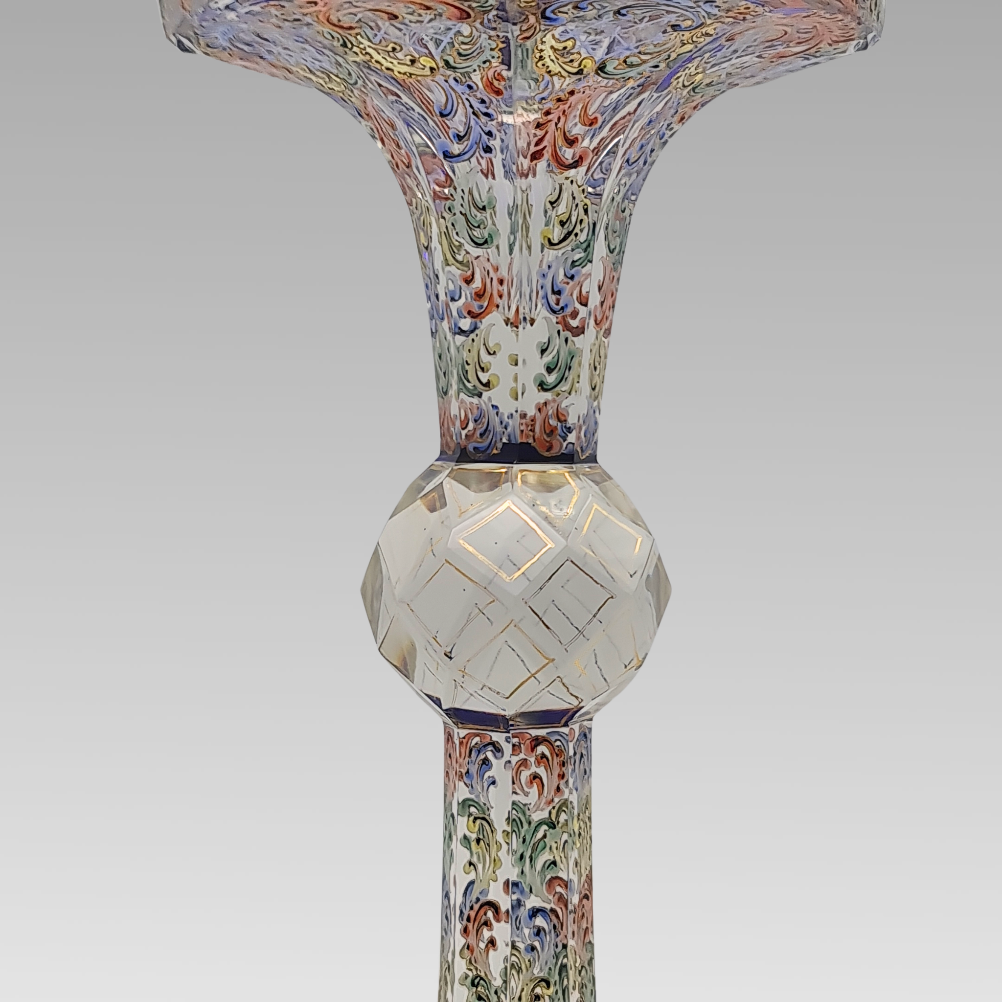 Antique Moser Tri-Colour Enamelled Glass Goblet c1890 Bohemian