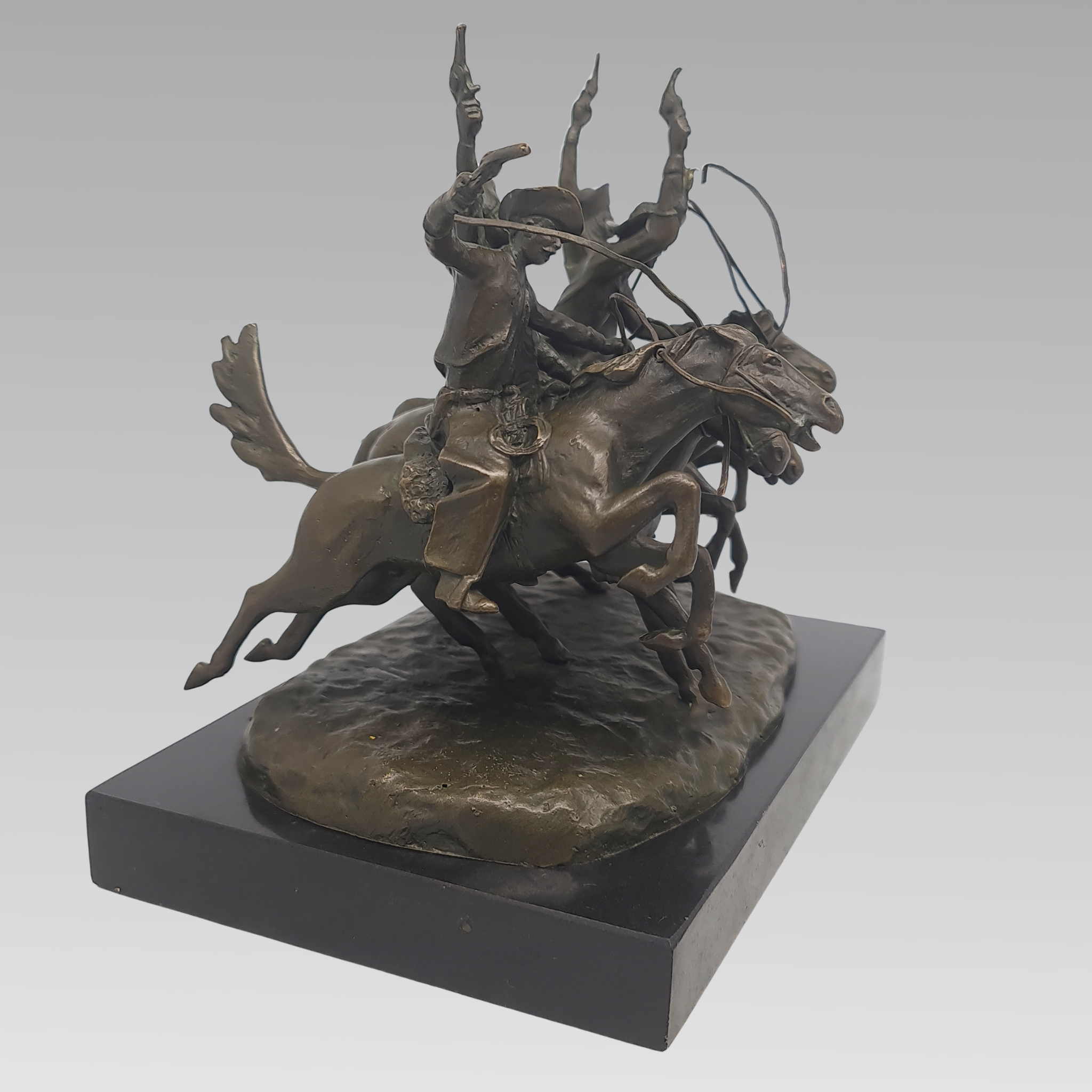 Vintage “Coming Through the Rye” After Frederic Remington Bronze Sculpture c1960