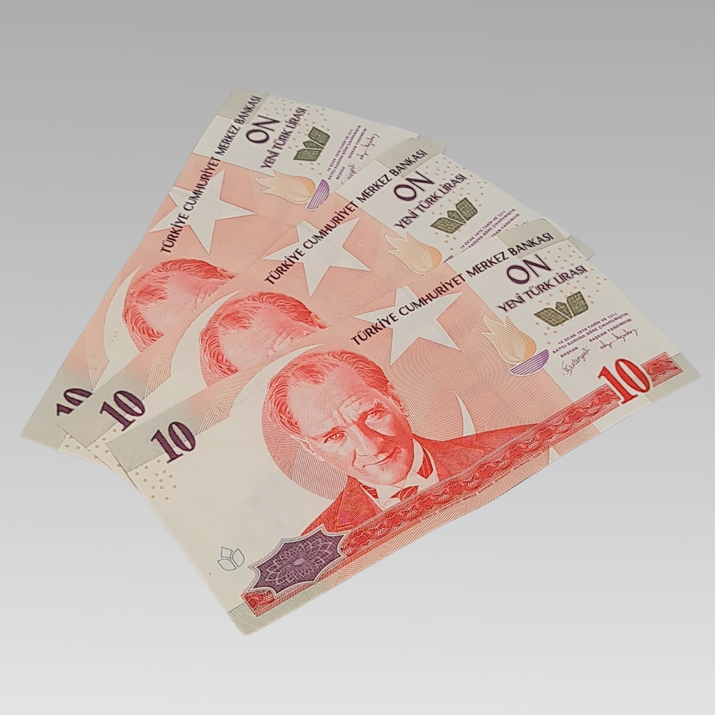Turkey 10 Yeni Turk Lirasi Banknotes x3 Consecutive Serial Numbers EF