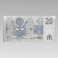 1994 Czech Republic 20 Korun banknote with low serial number A03 391040