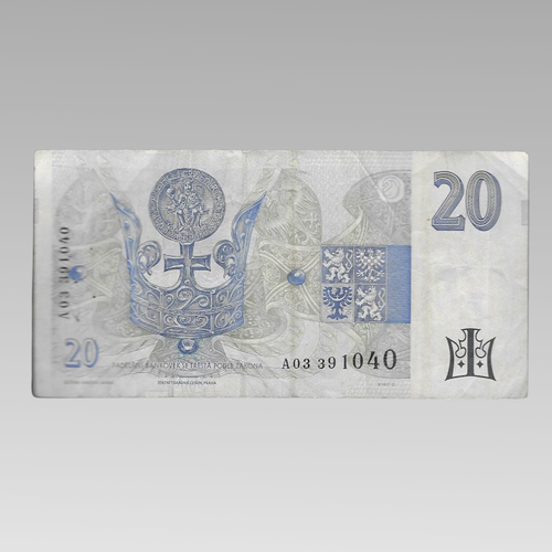 1994 Czech Republic 20 Korun banknote with low serial number A03 391040