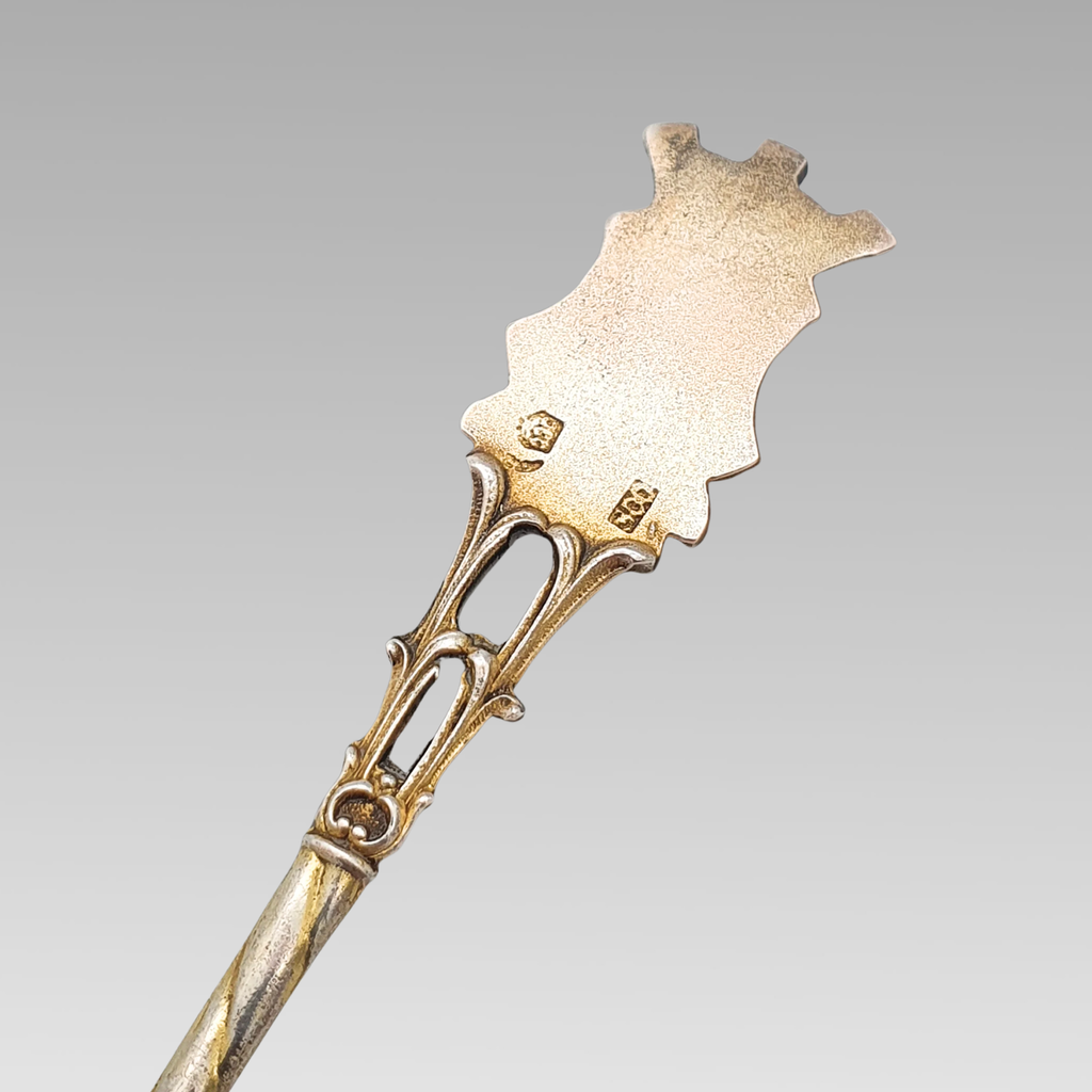 Vintage 800 Silver Enamel Bruxelles Souvenir Spoon 12.5cm