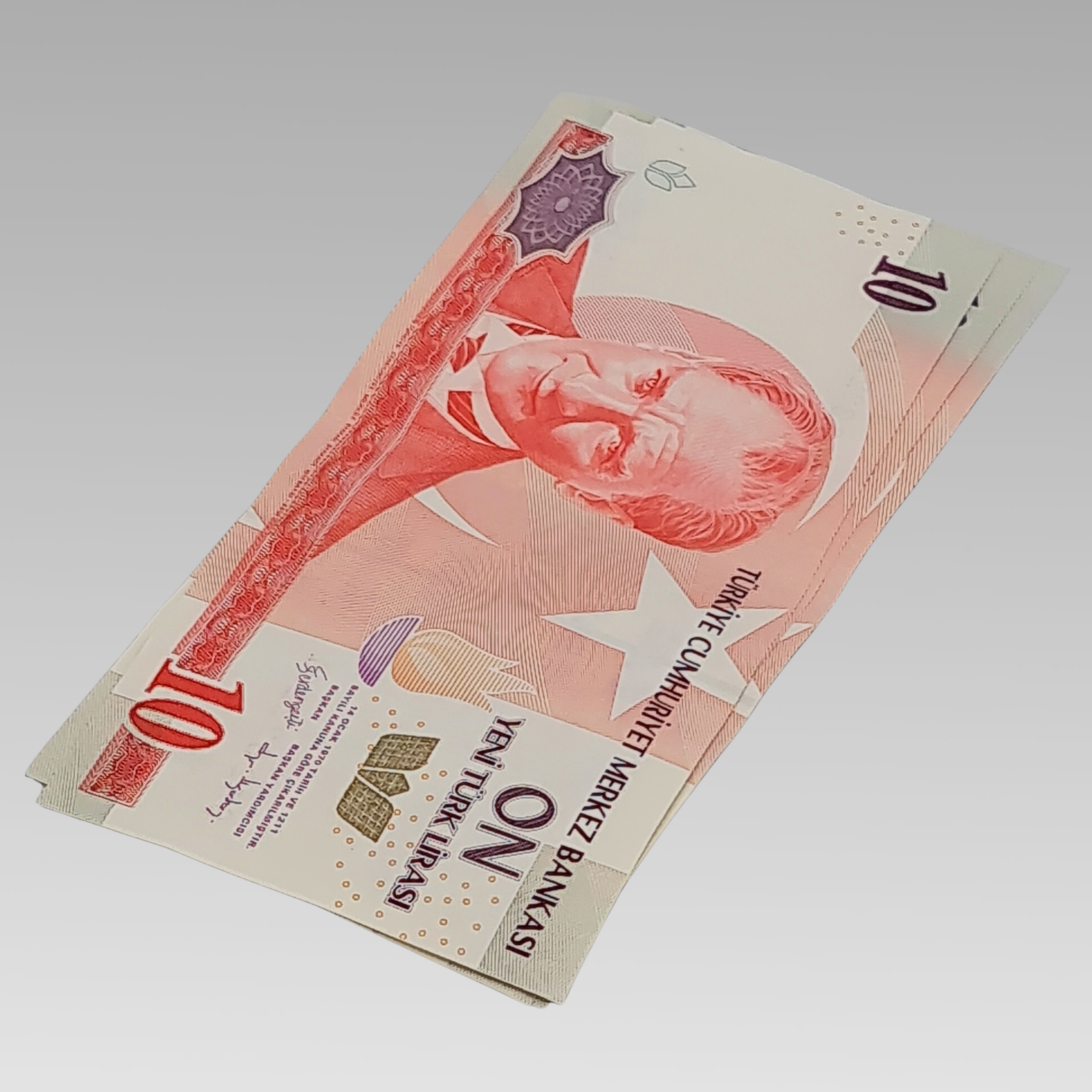 Turkey 10 Yeni Turk Lirasi Banknotes x3 Consecutive Serial Numbers EF
