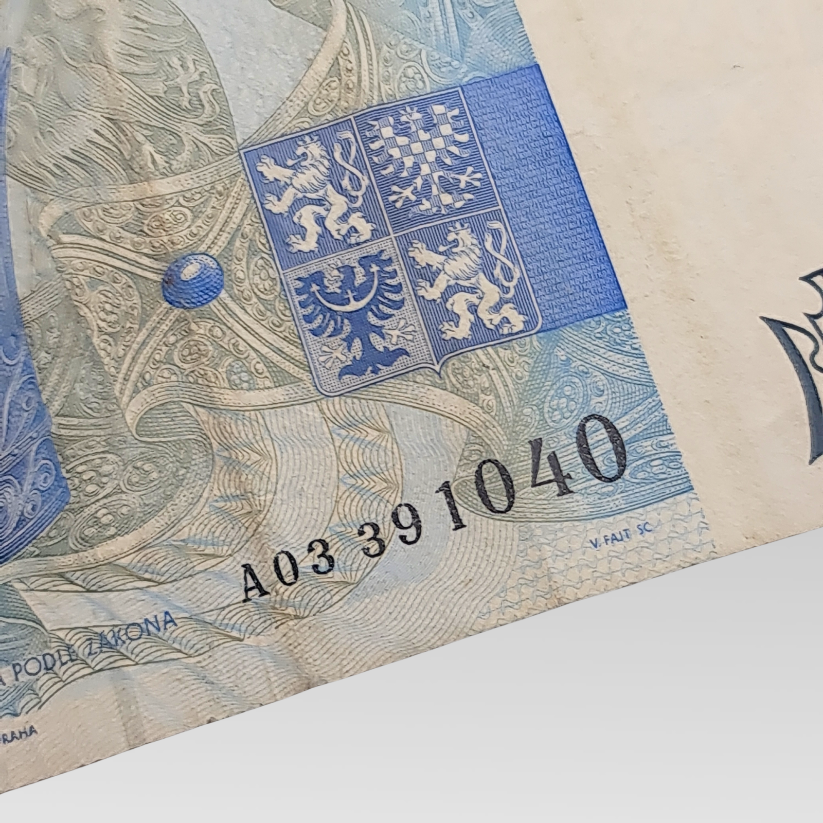 1994 Czech Republic 20 Korun Banknote Low Serial A03 391040
