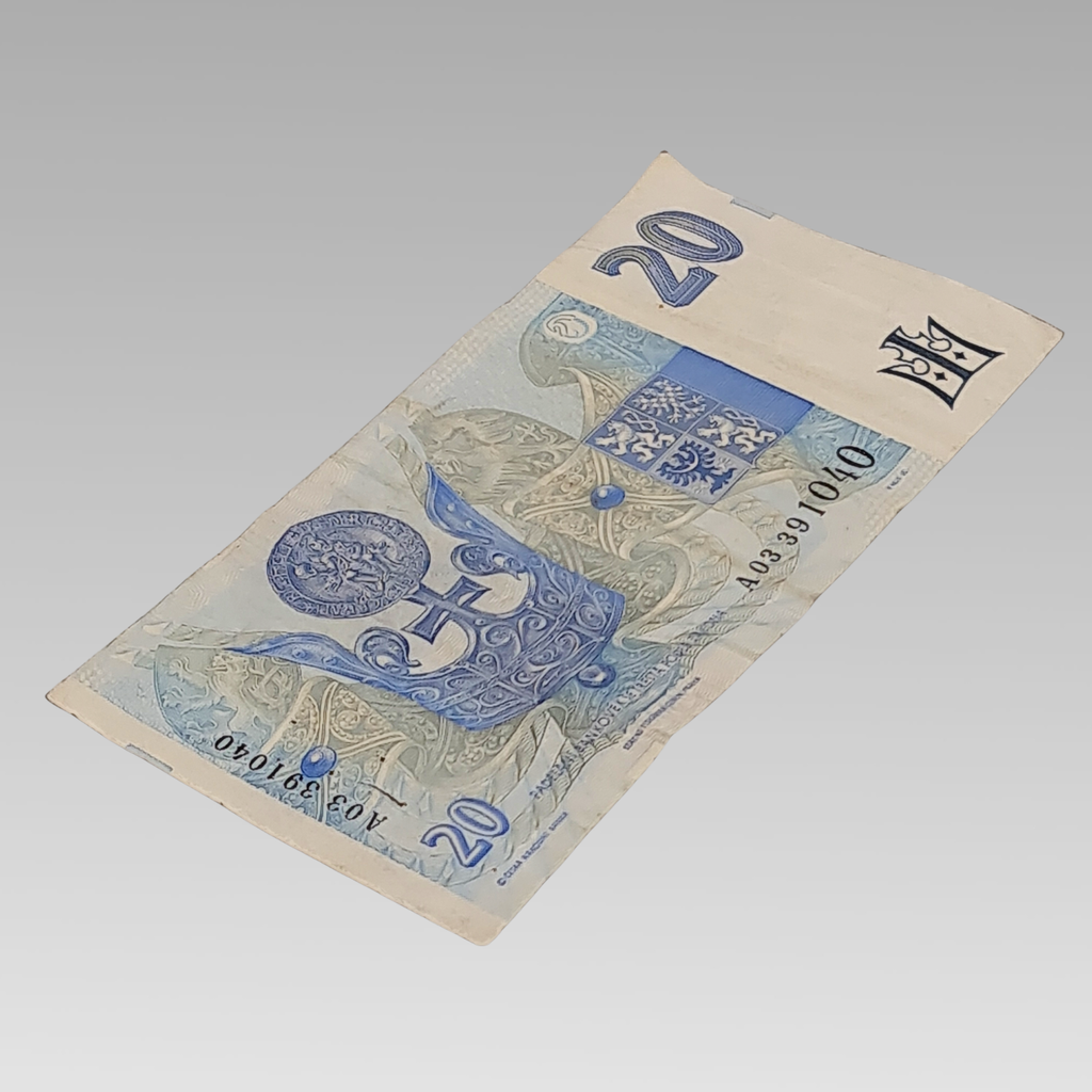 1994 Czech Republic 20 Korun Banknote Low Serial A03 391040