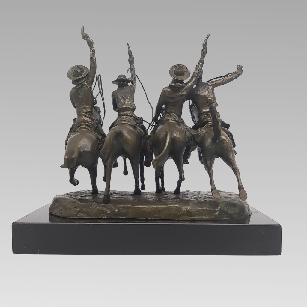 Vintage “Coming Through the Rye” After Frederic Remington Bronze Sculpture c1960