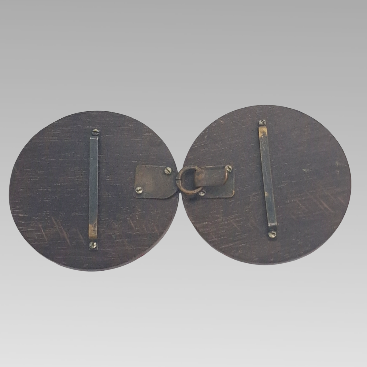 Victorian Wood & Coral Inlay Circular Belt Buckle Sash Fastener