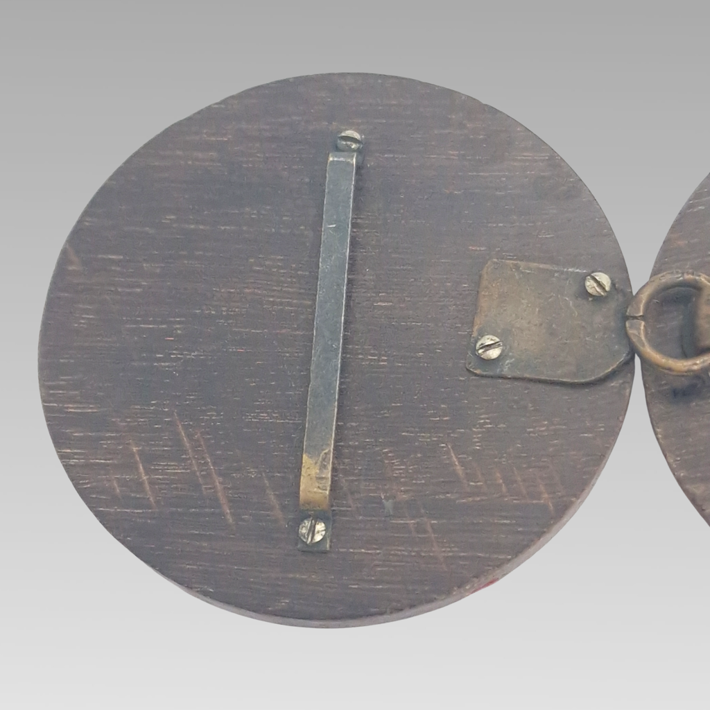 Victorian Wood & Coral Inlay Circular Belt Buckle Sash Fastener