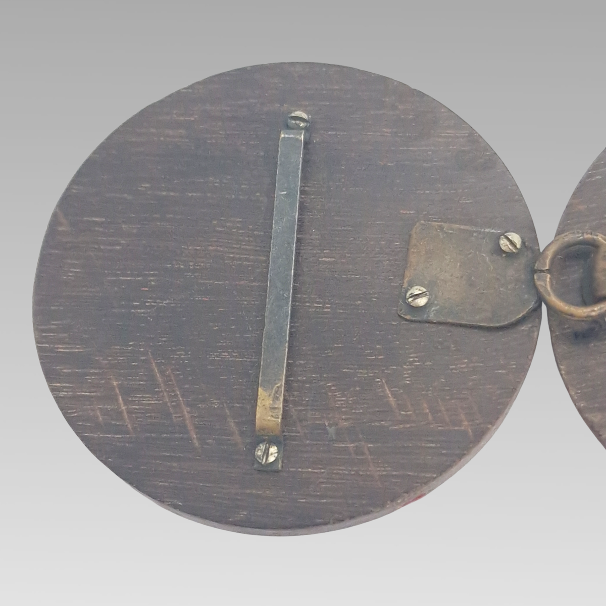 Victorian Wood & Coral Inlay Circular Belt Buckle Sash Fastener