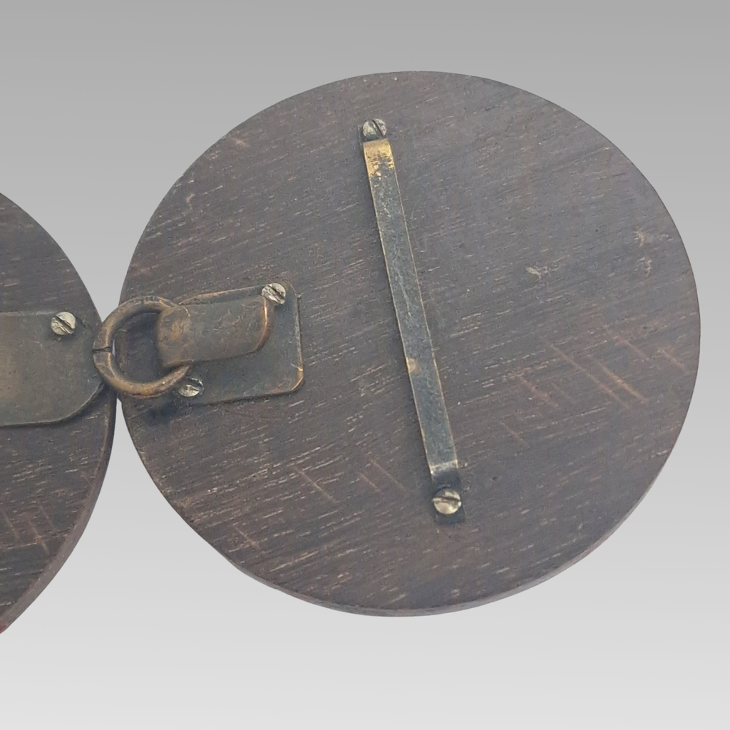 Victorian Wood & Coral Inlay Circular Belt Buckle Sash Fastener