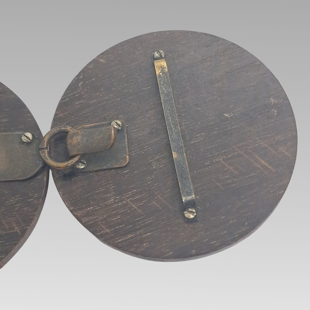 Victorian Wood & Coral Inlay Circular Belt Buckle Sash Fastener