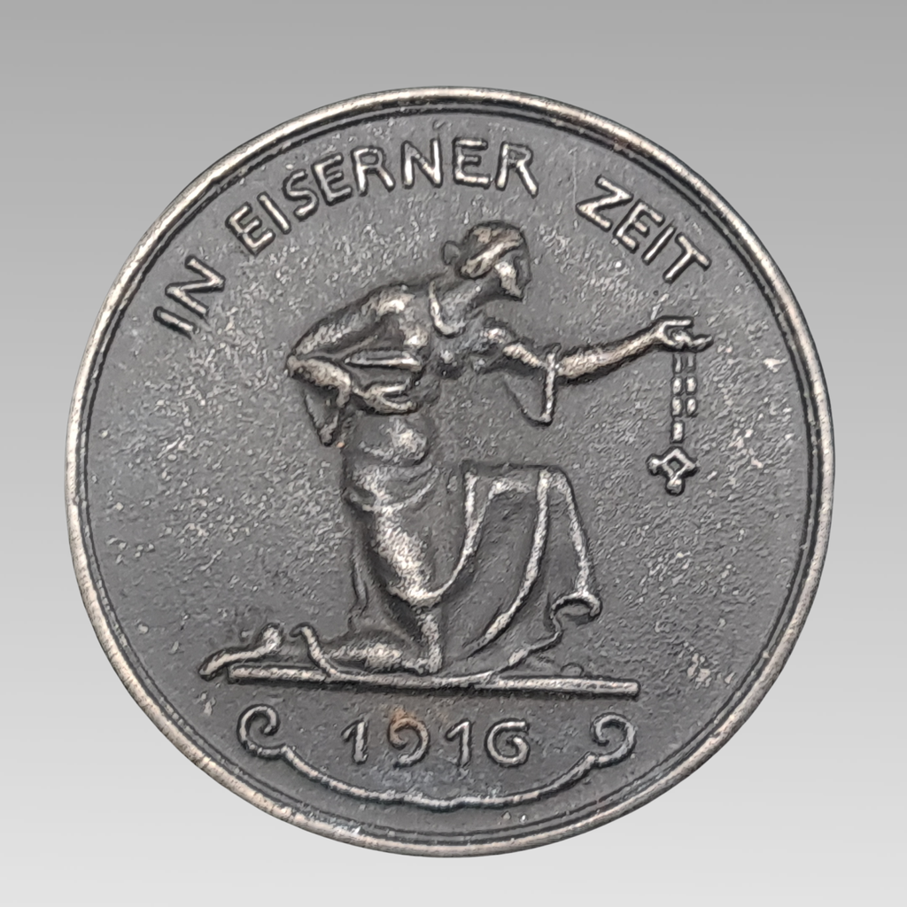 WW1 German Gold for Iron medal 1916 Hosaeus obverse female figure