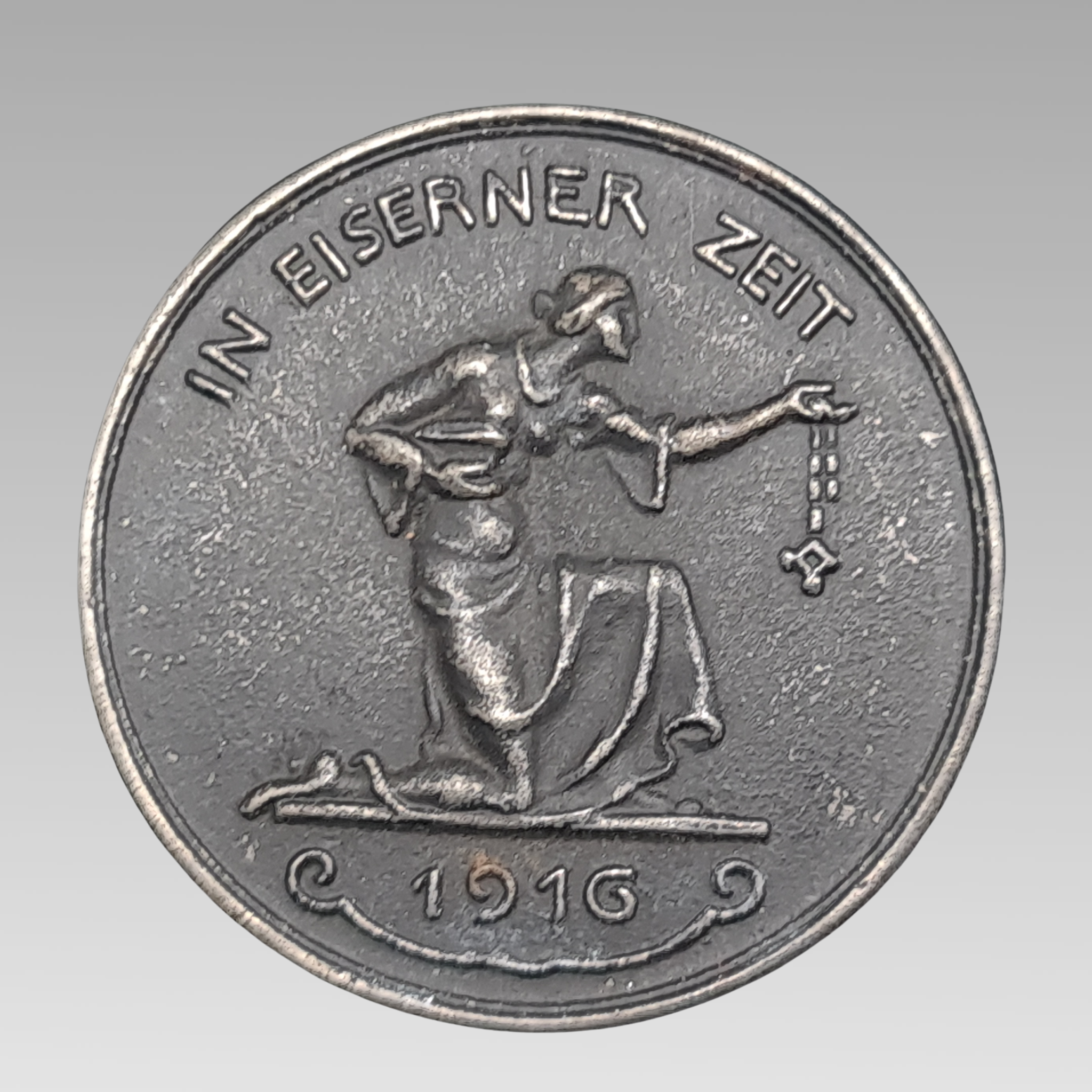 WW1 German Gold for Iron medal 1916 Hosaeus obverse female figure
