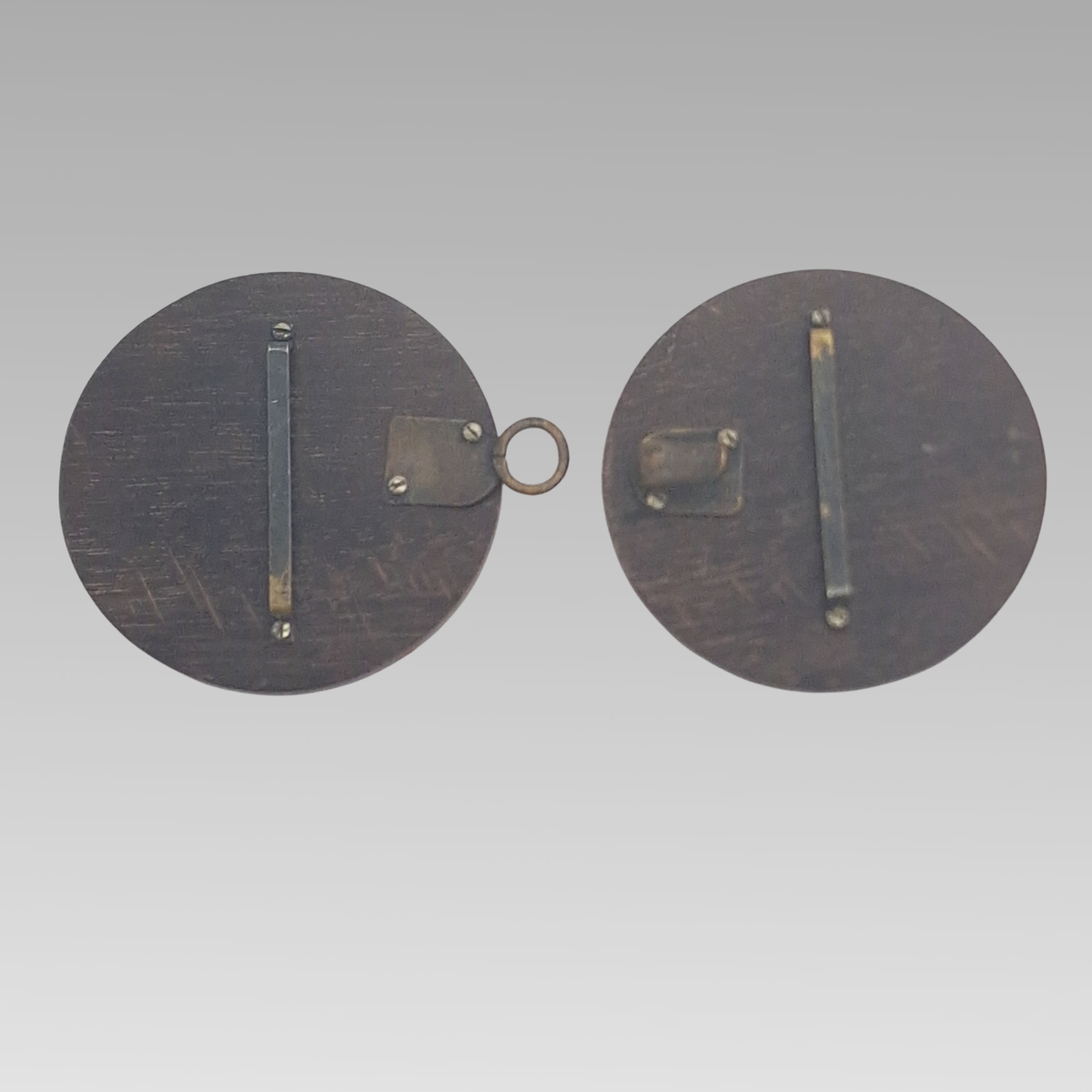 Victorian Wood & Coral Inlay Circular Belt Buckle Sash Fastener