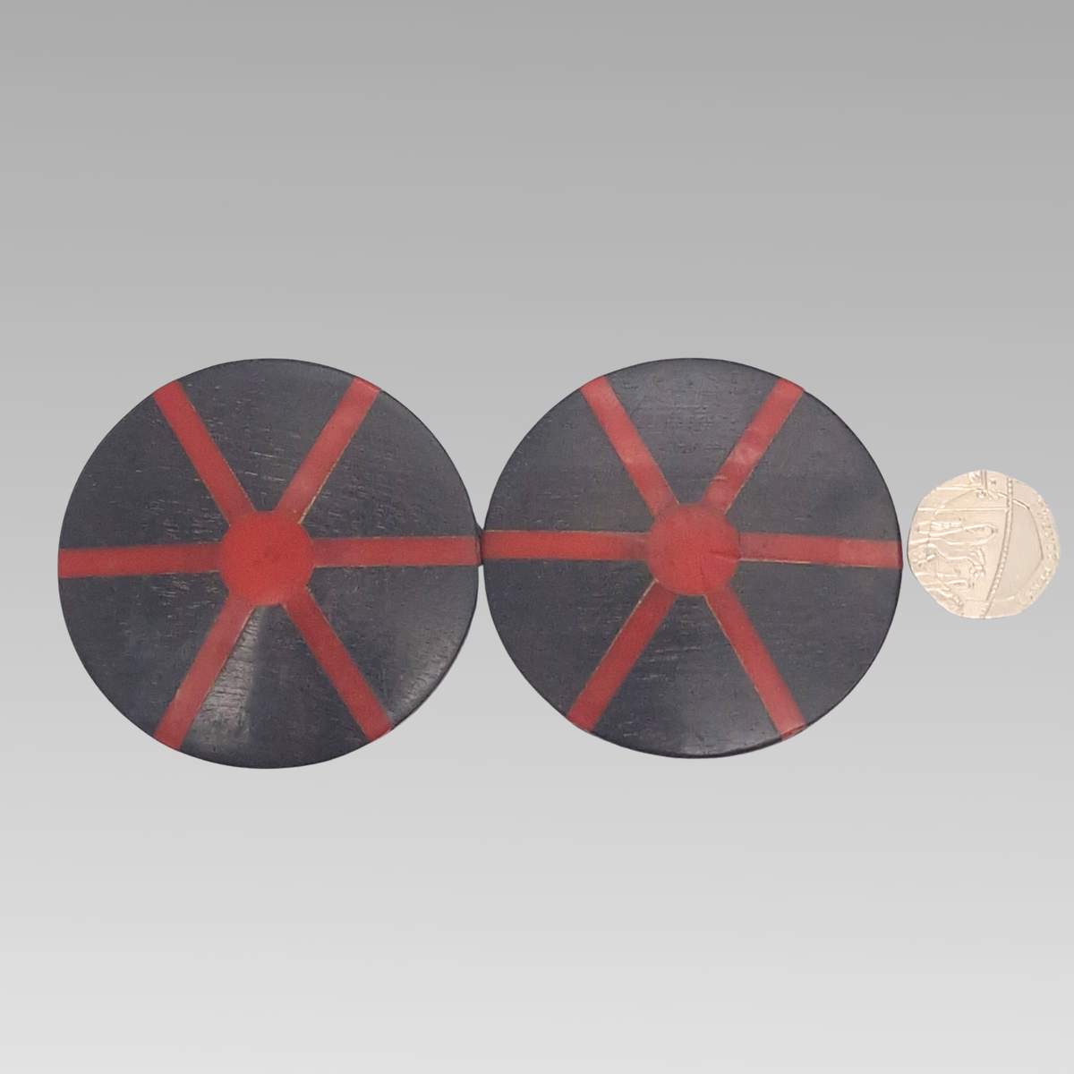 Victorian Wood & Coral Inlay Circular Belt Buckle Sash Fastener