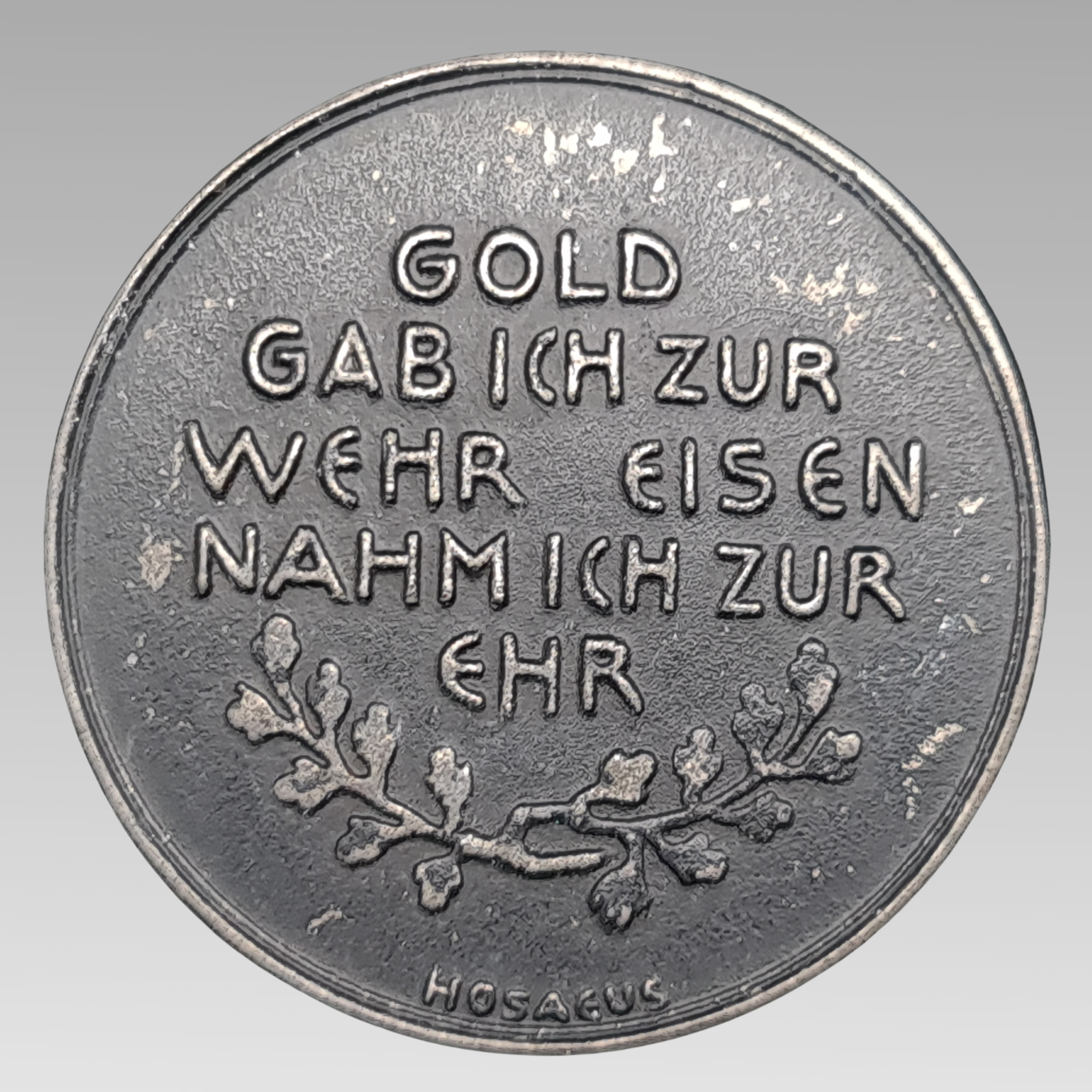 WW1 German Gold for Iron Medal 1916 Hosaeus Iron Token