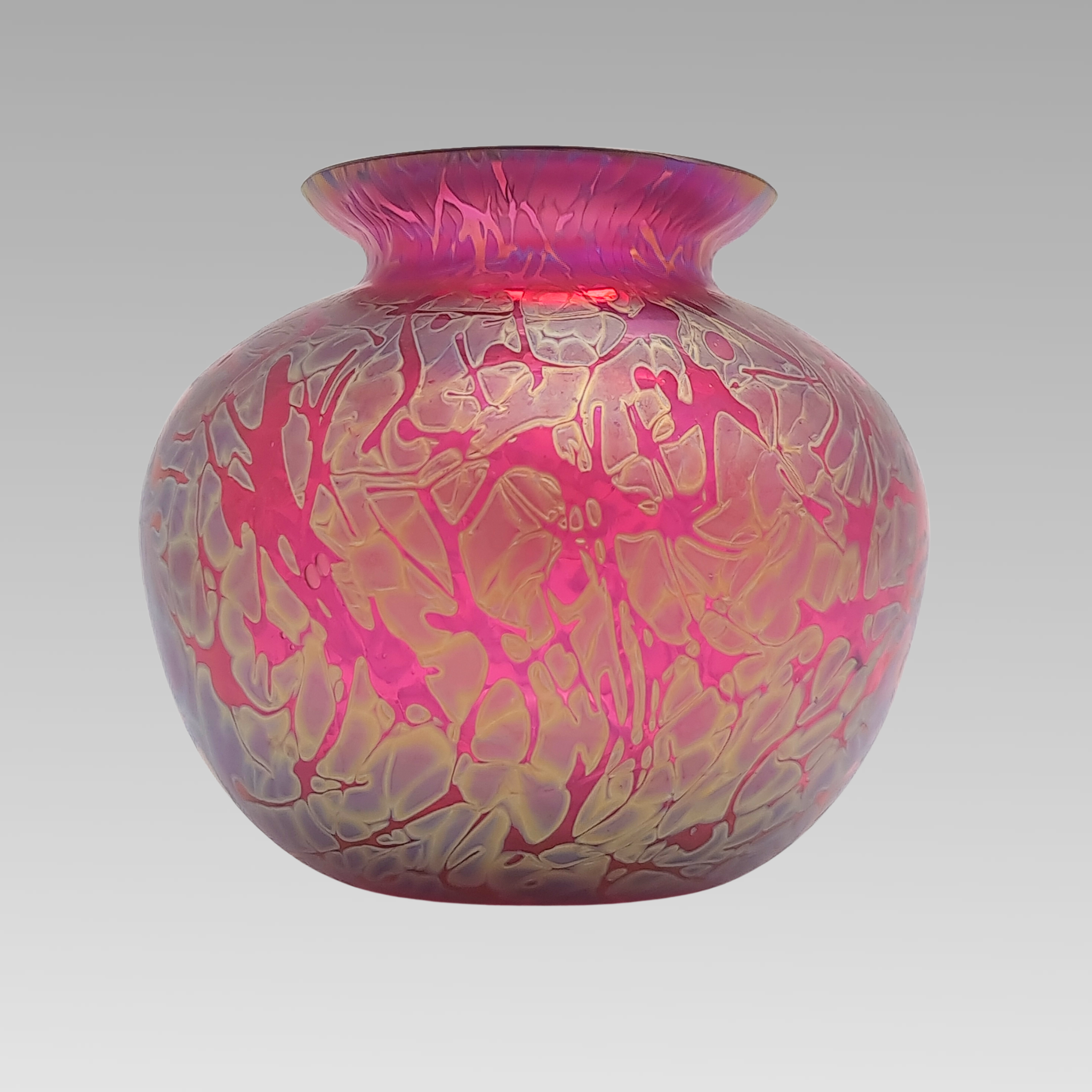 Royal Brierley Iridescent Studio Glass Vase Pink Art Glass
