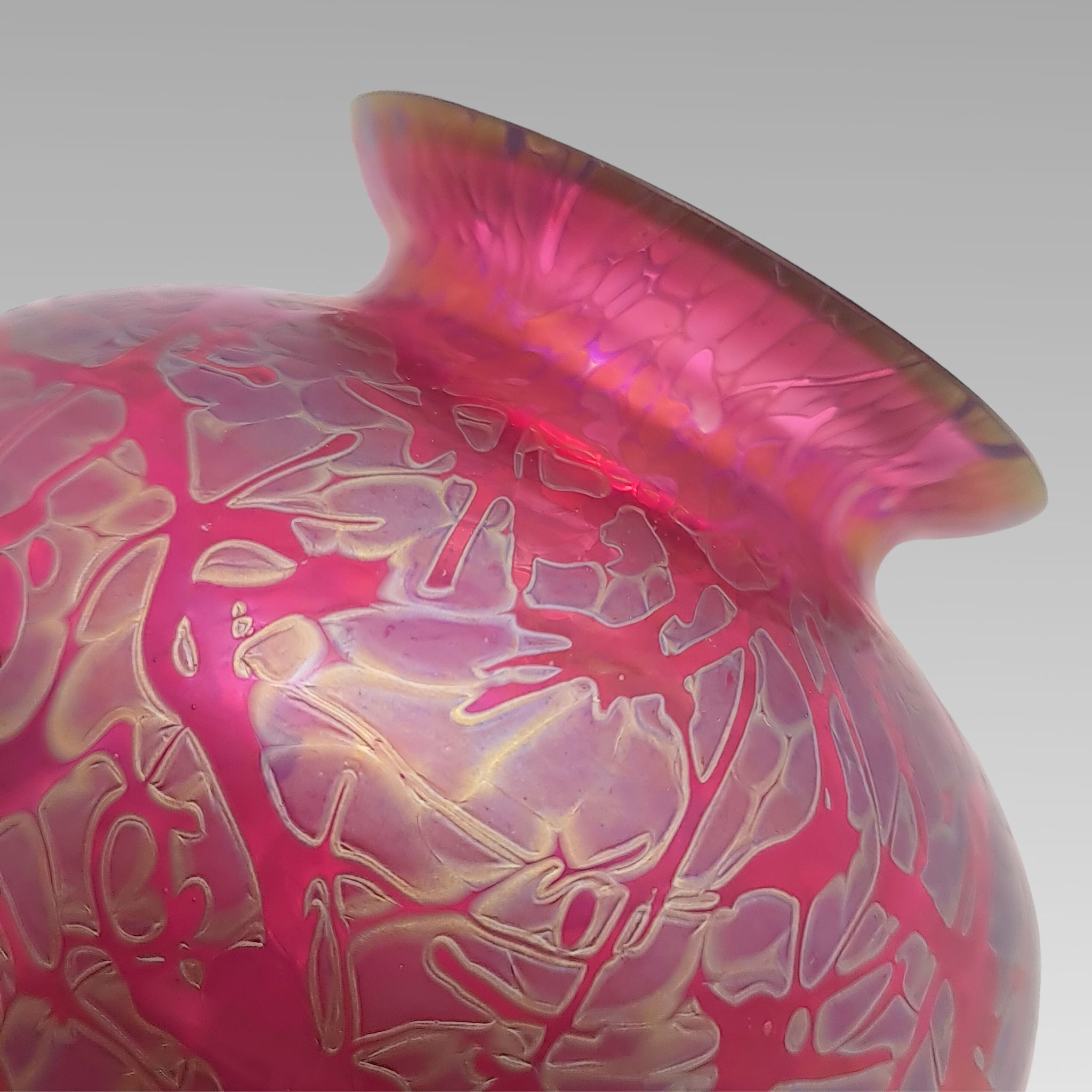 Royal Brierley Iridescent Studio Glass Vase Pink Art Glass
